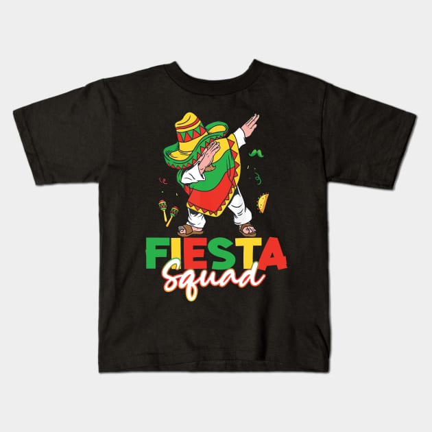 Fiesta Squad Dabbing Mexican Poncho Cinco de Mayo copy Kids T-Shirt by inksplashcreations